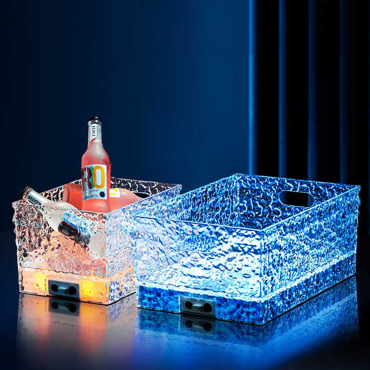 YF-WIND illuminated ice buckets in blue and warm light
