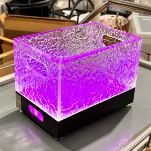 Double Wall Square Gold Transparent Acrylic LED Ice Bucket for Champagne Vodka Wine and Beer for Parties
