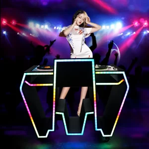 LED Bar DJ Table KTV Party Private Room Luminous DJ Table Nightclub Movable Iron Acrylic Movable Booth DJ