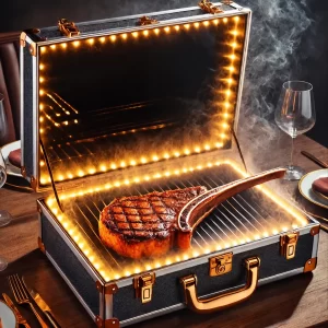 LED Lighted Mirror Beef Suitcase Night Club Suitable Meat Carrier Briefcase Steak Glorifier Display Case