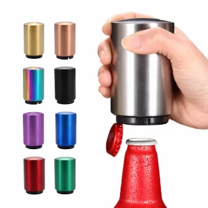 Stainless Steel Push-Down Magnetic Automatic Beer Bottle Opener Gift for Wine Lovers